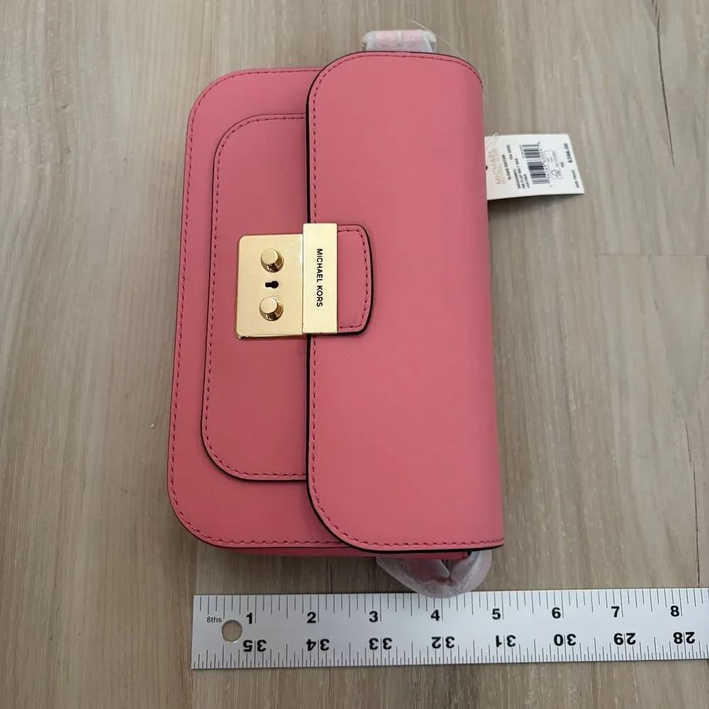 Michael Kors Sloan Editor Small Flap Belt Bag Fanny Pack Clutch Leather Tea Rose